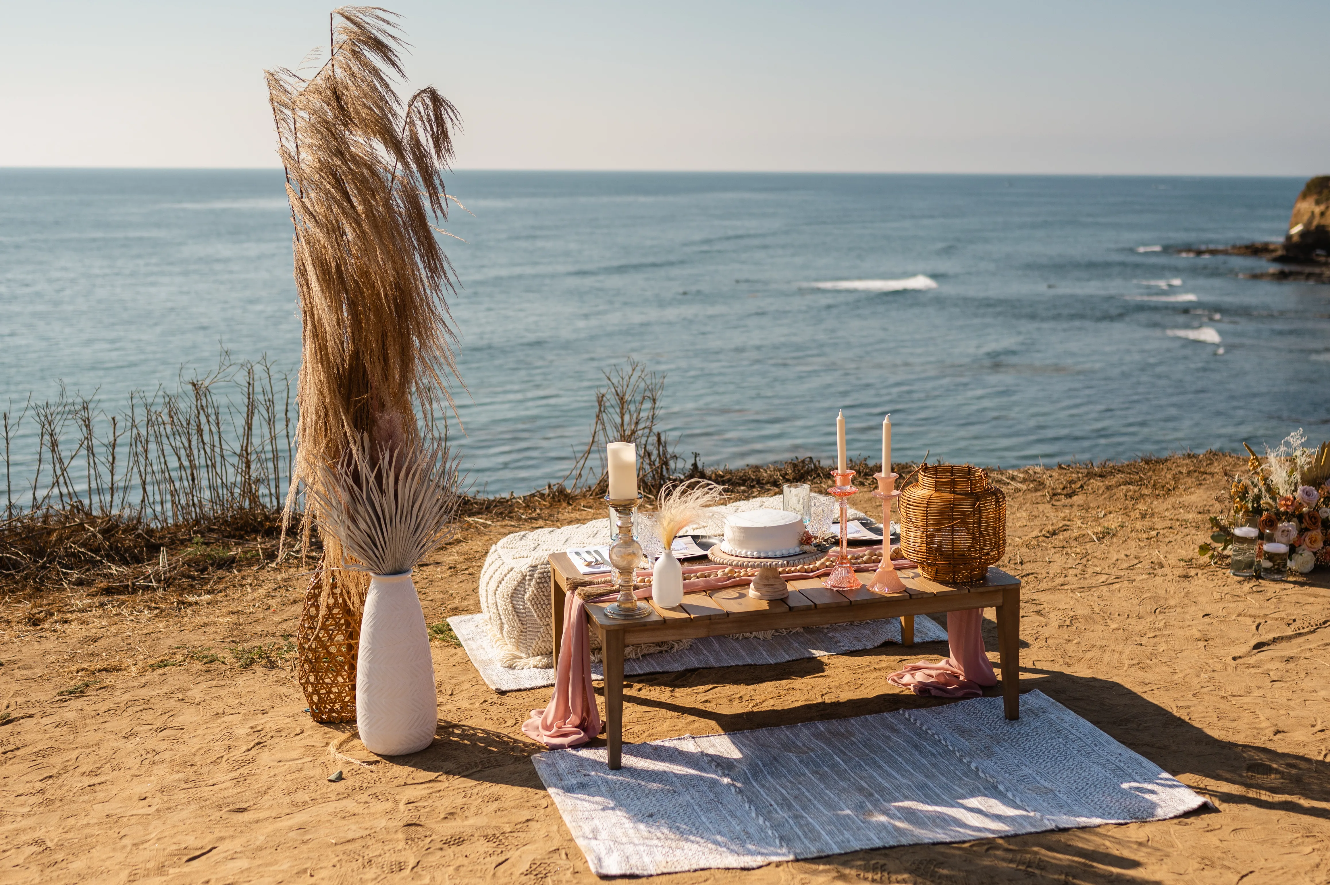 A picnic set near a cliff